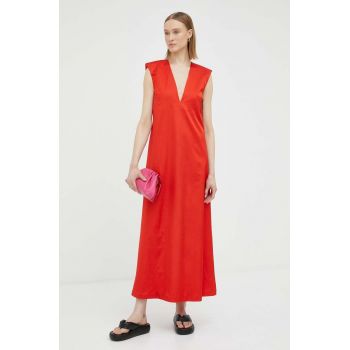 By Malene Birger rochie din lana culoarea rosu, maxi, evazati