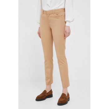 GAP pantaloni femei, culoarea bej, mulata, high waist