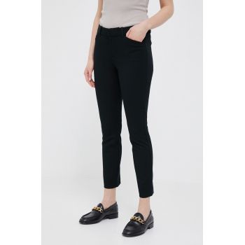 GAP pantaloni femei, culoarea negru, mulata, medium waist