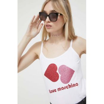 Love Moschino top femei, culoarea alb