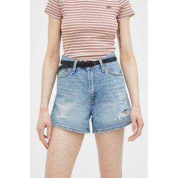 Levi's pantaloni scurți din denim femei, uni, high waist A4695.0001-LightIndig