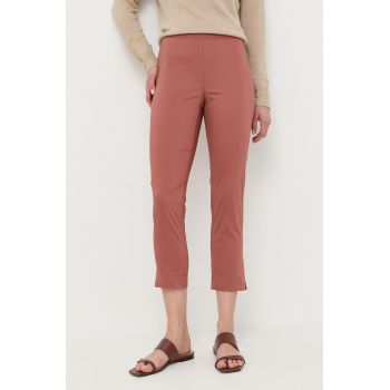 Liviana Conti pantaloni femei, culoarea maro, drept, medium waist