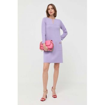 Luisa Spagnoli rochie din lana Monologo culoarea violet, mini, drept