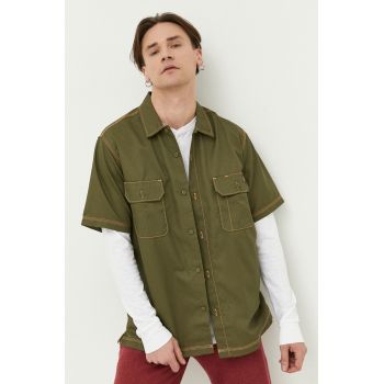 Dickies camasa barbati, culoarea verde, cu guler clasic, regular