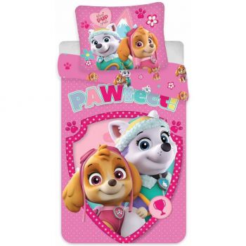 Set lenjerie pat copii Paw Patrol Skye and Everest Pawfect 100x140 + 40x45 SunCity