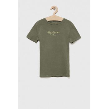 Pepe Jeans tricou de bumbac pentru copii culoarea verde, cu imprimeu