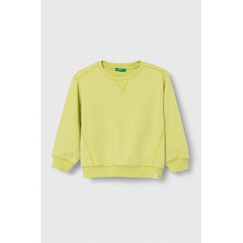 United Colors of Benetton bluza copii culoarea verde, neted