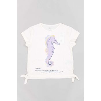 zippy tricou de bumbac pentru copii culoarea alb