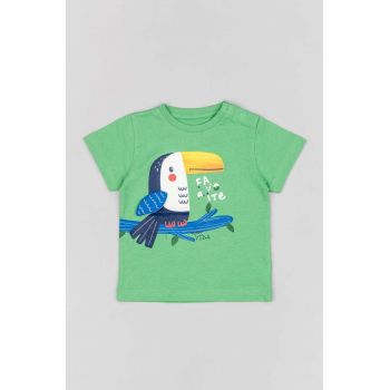 zippy tricou din bumbac pentru bebelusi culoarea verde, cu imprimeu