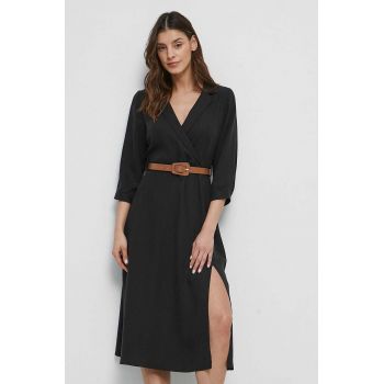 Medicine rochie culoarea negru, midi, evazati