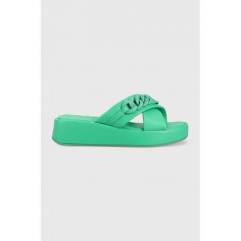 Mexx papuci Lexi femei, culoarea verde, cu platforma, MXBN008203W