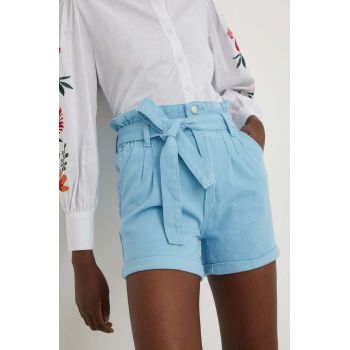 Answear Lab pantaloni scurti jeans femei, neted, high waist