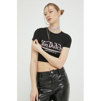 Von Dutch tricou femei, culoarea negru