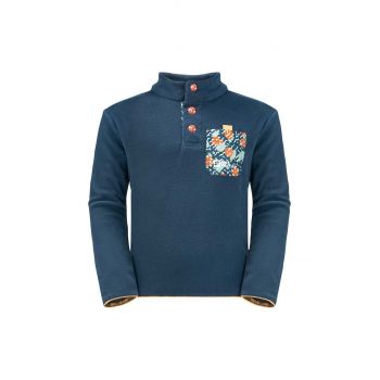 Jack Wolfskin bluza copii VILLI BUTTON FLEECE K culoarea albastru marin, cu imprimeu