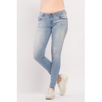 Blugi skinny cu aspect decolorat