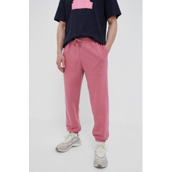adidas pantaloni de trening culoarea roz, neted
