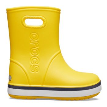 Cizme Crocs Kids' Crocband Rain Boot Galben - Yellow/Navy de firma originale