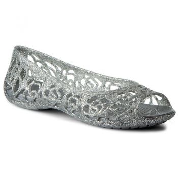Balerini Crocs Kids' Isabella Glitter Flat GS Argintiu - Silver ieftini