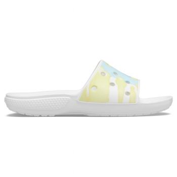 Papuci Crocs Classic Tie-Dye Graphic Slide Alb - White/Multi