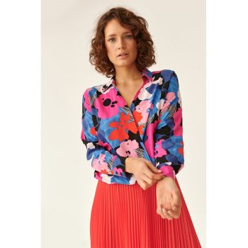 Bluza cu croiala petrecuta si imprimeu floral