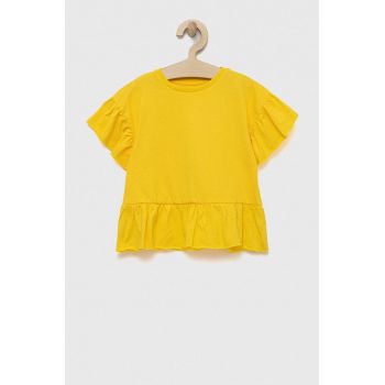 zippy tricou de bumbac pentru copii culoarea galben