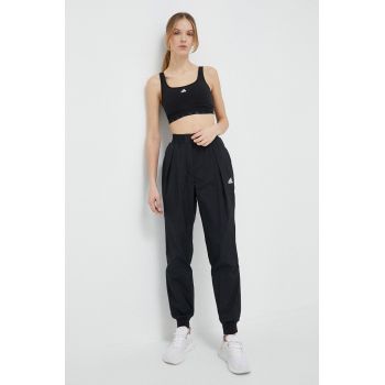 adidas pantaloni de trening culoarea negru, neted