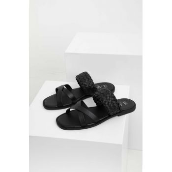 Answear Lab slapi de piele femei, culoarea negru