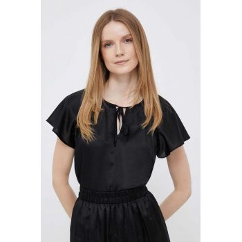 Dkny bluza din amestec de matase culoarea negru, neted