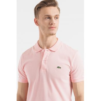 Tricou polo slim fit din material pique