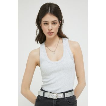 Abercrombie & Fitch top femei, culoarea gri