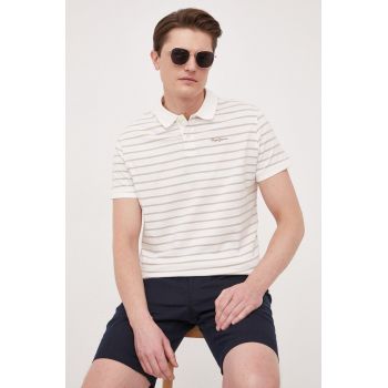 Pepe Jeans polo de bumbac culoarea bej, modelator