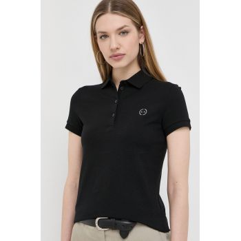 Armani Exchange polo de bumbac culoarea negru