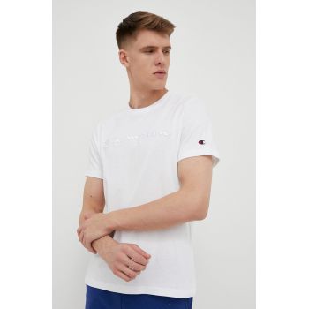 Champion tricou din bumbac culoarea alb, neted