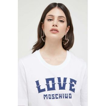 Love Moschino tricou din bumbac culoarea alb