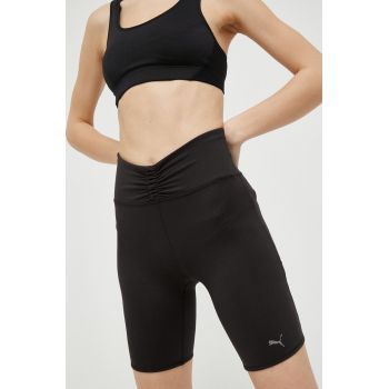 Puma pantaloni scurți de yoga Studio Foundation culoarea negru, neted, high waist