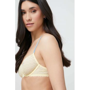 Tommy Jeans sutien culoarea galben, dantela, neted