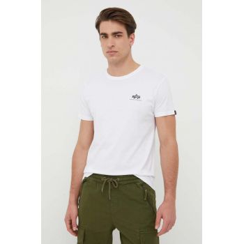 Alpha Industries tricou din bumbac Basic T Small Logo culoarea alb, cu imprimeu 188505.09-White