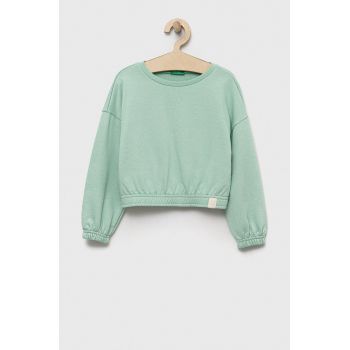 United Colors of Benetton bluza copii culoarea verde, neted