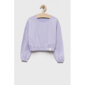 United Colors of Benetton bluza copii culoarea violet, neted