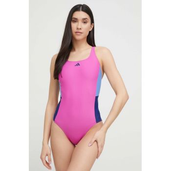 adidas Performance costum de baie dintr-o bucată Colorblock culoarea roz, cupa moale