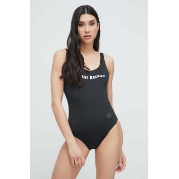 Armani Exchange costum de baie dintr-o bucată culoarea negru, cupa moale