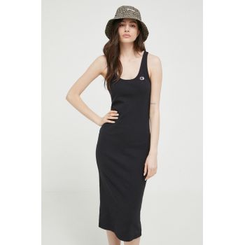 Champion rochie culoarea negru, midi, mulata