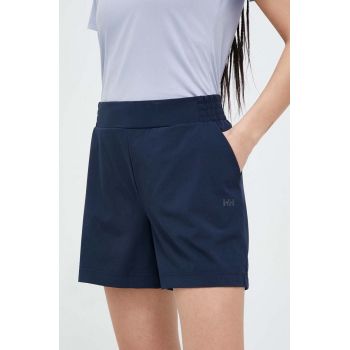 Helly Hansen pantaloni scurți outdoor Thalia 2.0 culoarea bleumarin, uni, high waist 34328