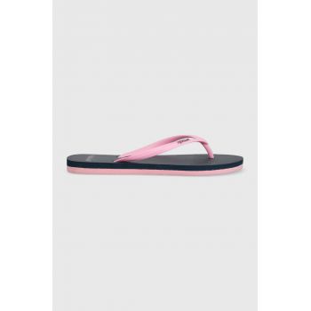 Rip Curl slapi femei, culoarea albastru marin, cu toc plat