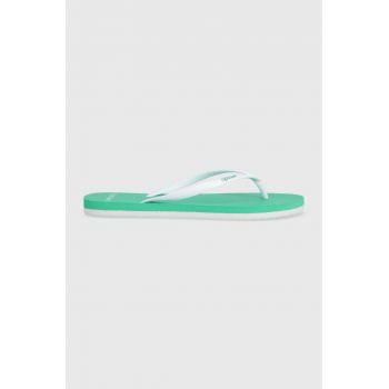 Rip Curl slapi femei, culoarea verde, cu toc plat