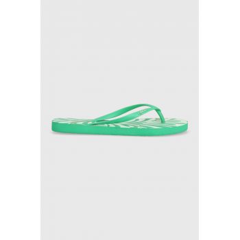 Rip Curl slapi femei, culoarea verde, cu toc plat