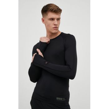 4F longsleeve pentru alergare culoarea negru, neted