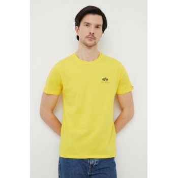Alpha Industries tricou din bumbac culoarea galben, cu imprimeu 188505.465-EmpireYell