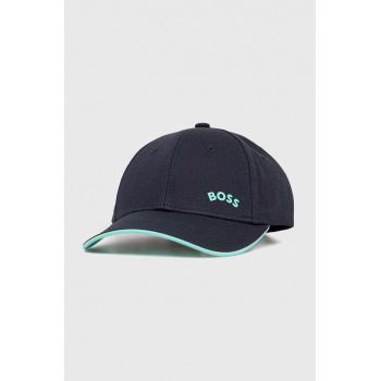 BOSS șapcă de baseball din bumbac BOSS GREEN culoarea albastru marin, cu imprimeu de firma originala