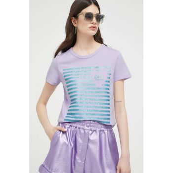 Love Moschino tricou femei, culoarea violet